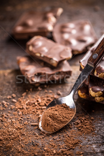 巧克力 堅果 木 木 吃 甜 商業照片 © grafvision