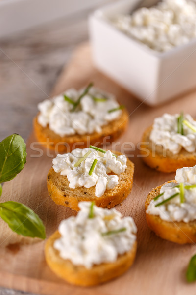 Vorspeisen Hüttenkäse Brot geröstetes Finger frischen Stock foto © grafvision