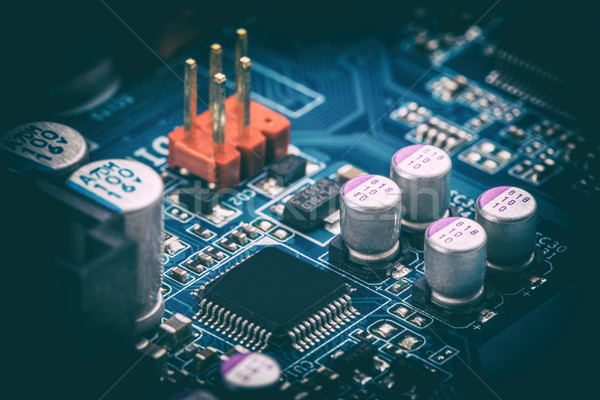 Stockfoto: Elektronische · circuit · board · bewerker · achtergrond · netwerk