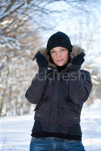 Young woman in winter forest Stock photo © grafvision