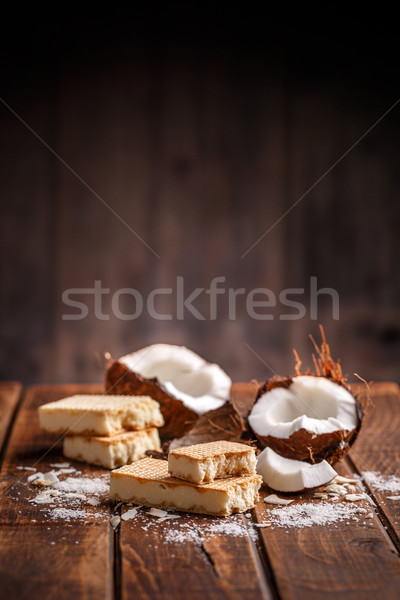 Nápolyi fehér házi készítésű csokoládé kókusz étel Stock fotó © grafvision