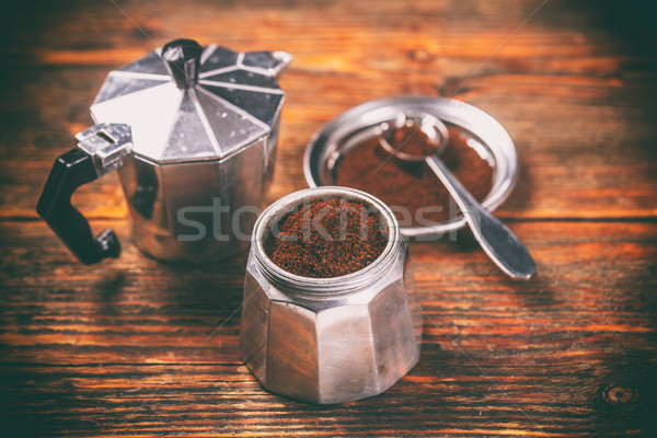 Ground coffee and moka pot Stock photo © grafvision