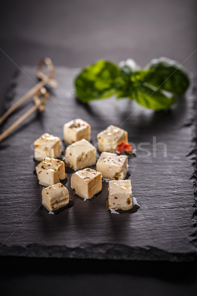 маринованный Сыр из козьего молока оливкового масла базилик сыра нефть Сток-фото © grafvision