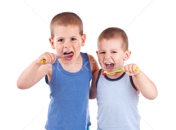 boys brushing his teeth Stock photo © grafvision