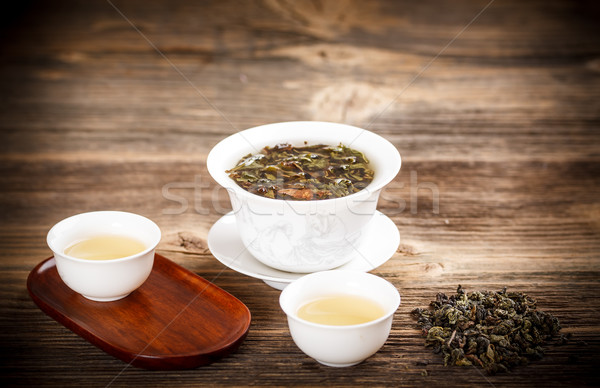 Stockfoto: Witte · oude · houten · tafel · hout · tabel · thee