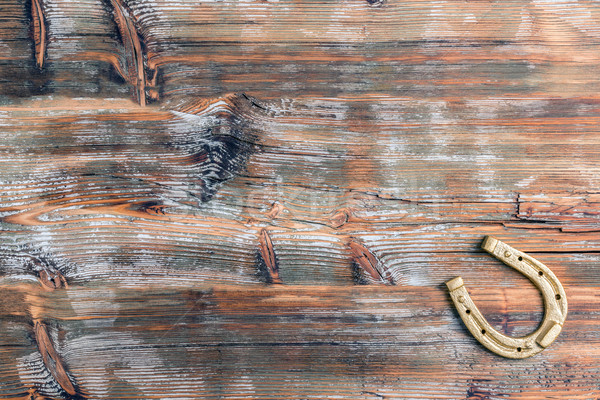 Arany patkó fából készült ház fal tárgy Stock fotó © grafvision
