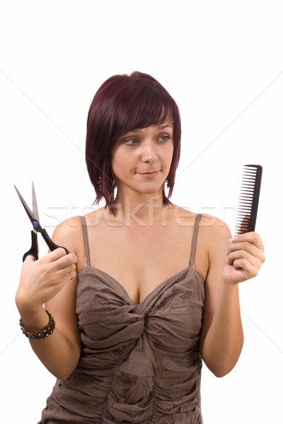Female cutting and beautifying Stock photo © grafvision