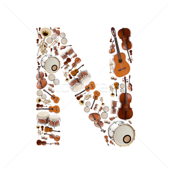 Instrumentos musicales carta alfabeto blanco árbol Foto stock © grafvision