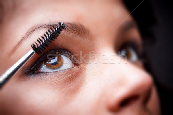 Foto stock: Rímel · compensar · mulher · olho · cara