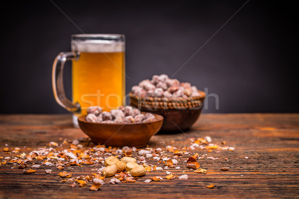 Bier gesalzen Erdnüsse Vorspeise Mutter Stock foto © grafvision