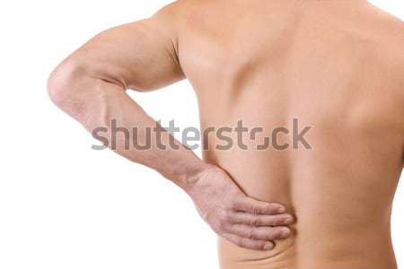 Férfi hátfájás fiatalember izolált fehér kéz Stock fotó © grafvision
