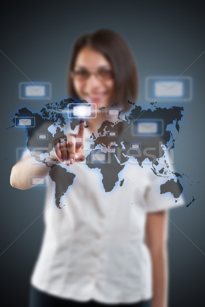 woman hand pressing e-mail icon  Stock photo © grafvision