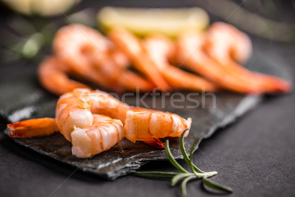 Crudo negro fondo mariscos camarón Foto stock © grafvision