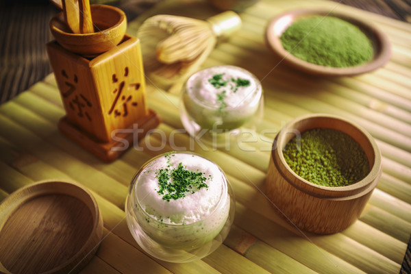綠茶 杯 綠色 液體 風格 奶油 商業照片 © grafvision
