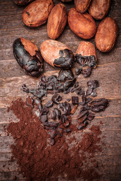 Stockfoto: Cacao · oude · houten · achtergrond · chips · gezonde