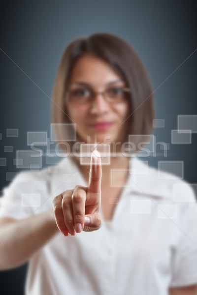 Business woman push high tech type Stock photo © grafvision