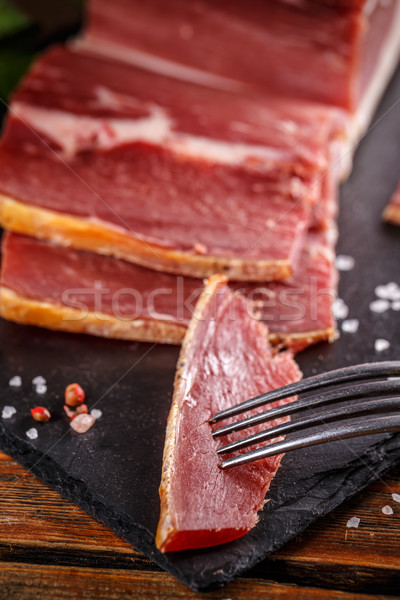 Sliced smoked pork meat Stock photo © grafvision