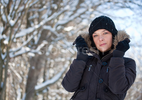 Young woman in winter forest Stock photo © grafvision