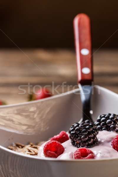 Saudável café da manhã iogurte muesli fruto saúde Foto stock © grafvision