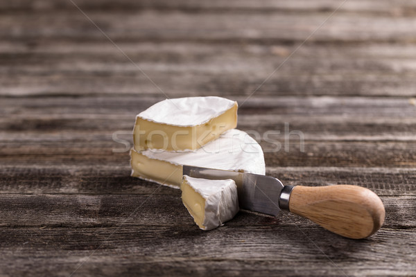 Camembert Käse Messer Holz Essen Holz Stock foto © grafvision