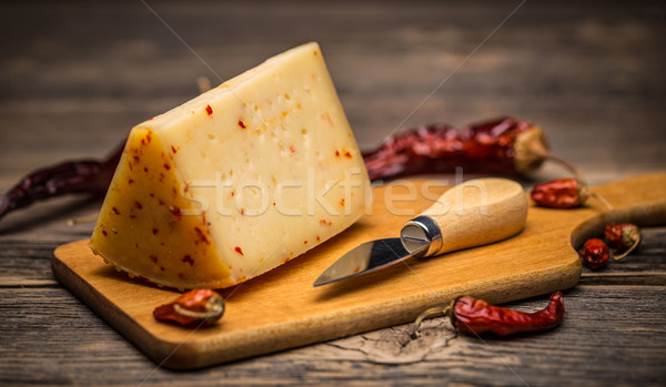 ストックフォト: 作品 · チーズ · 唐辛子 · 木板 · 食品 · ファーム