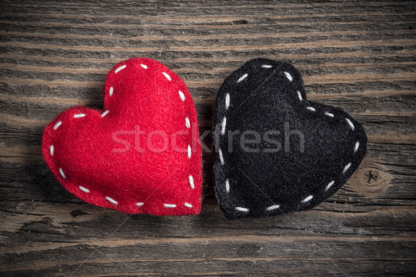 Red and black felt hearts  Stock photo © grafvision