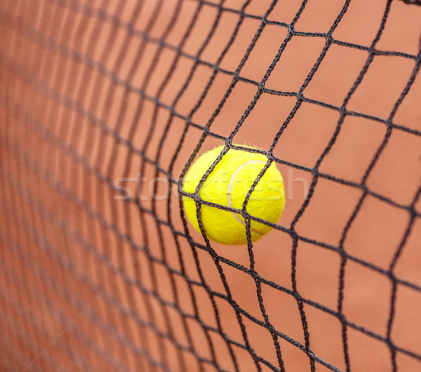 Stockfoto: Tennisbal · net · tennisbaan · achtergrond · bal · opleiding