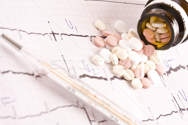 pills on the cardiogram Stock photo © grafvision