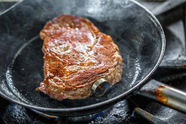 Stock fotó: Grillezett · disznóhús · steak · hús · hőmérő · serpenyő
