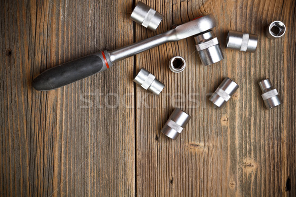 Stopcontact sleutel hout industrie industriële Stockfoto © grafvision