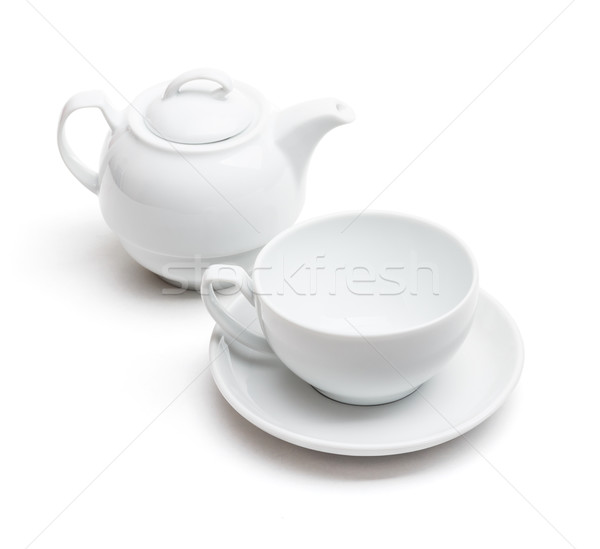 空っぽ 茶碗 ティーポット 白 カップ ポット ストックフォト © grafvision