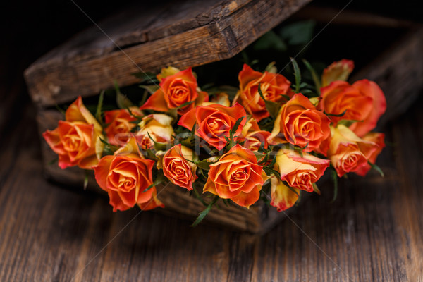 Bouquet orange Rosen Still-Leben rustikal Stil Stock foto © grafvision