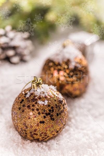 Verguld christmas sneeuw achtergrond winter Stockfoto © grafvision