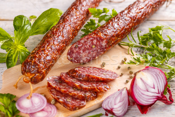 Smoked sausage salami Stock photo © grafvision