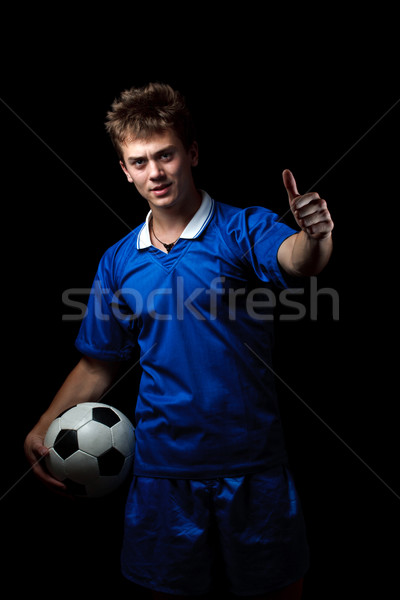 Szczęśliwy piłkarz piłka czarny piłka nożna Zdjęcia stock © grafvision