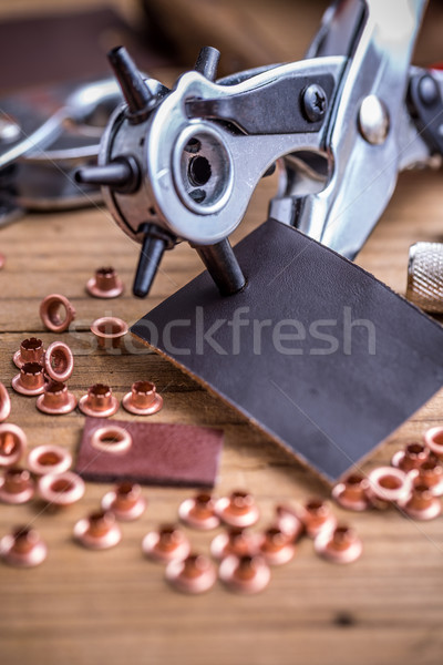 Metall Tool Loch Set Holz Stock foto © grafvision