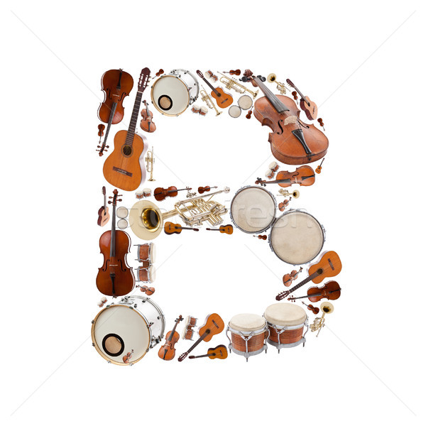 Instrumentos musicais alfabeto branco carta árvore guitarra Foto stock © grafvision