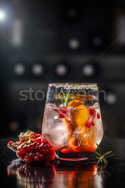 Jeges gránátalma narancs ital friss gyümölcsök Stock fotó © grafvision