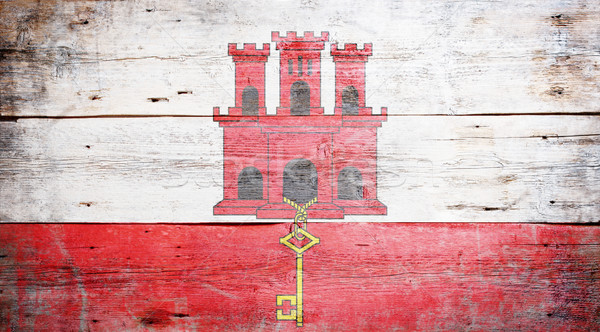 флаг Гибралтар окрашенный древесины доска Сток-фото © grafvision