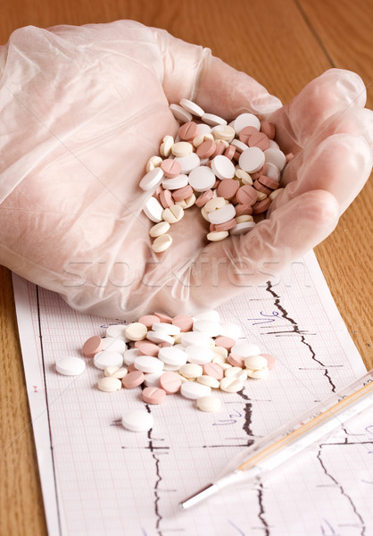pills on the cardiogram Stock photo © grafvision