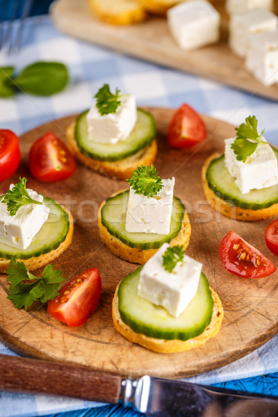 Stock photo: Bruschetta with feta cheese