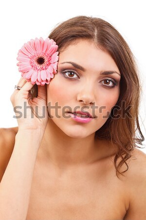 Vrouw make mooie sensualiteit haren huid Stockfoto © grafvision