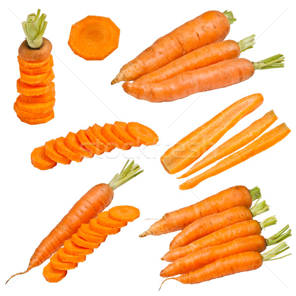 Foto d'archivio: Set · fresche · carota · frutti · isolato · bianco