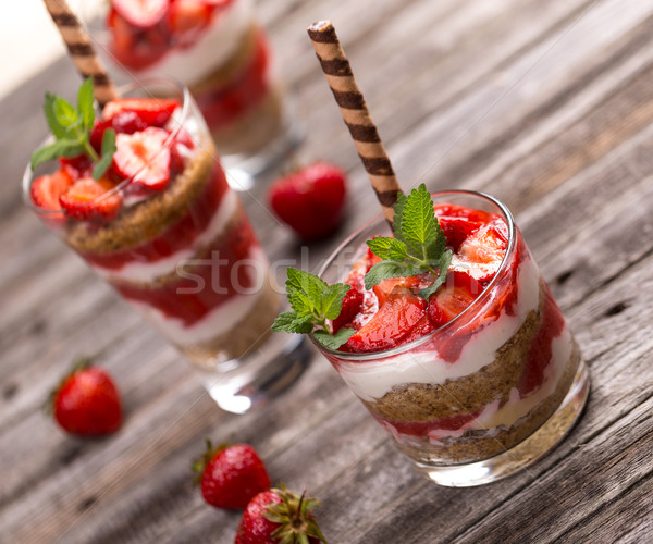 Strawberry yogurt parfait  Stock photo © grafvision