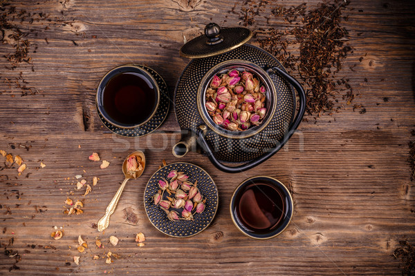茶壺 頂部 視圖 傳統 東 幹 商業照片 © grafvision