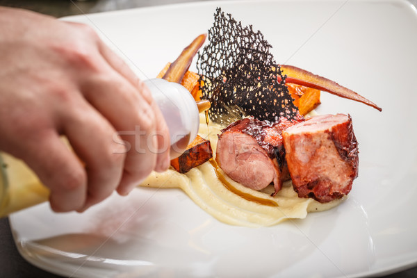 Chef ingericht diner schotel klaar voedsel Stockfoto © grafvision
