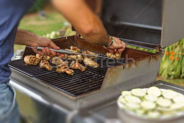 Tavuk kızartma bacak ızgara gıda et alev Stok fotoğraf © grafvision