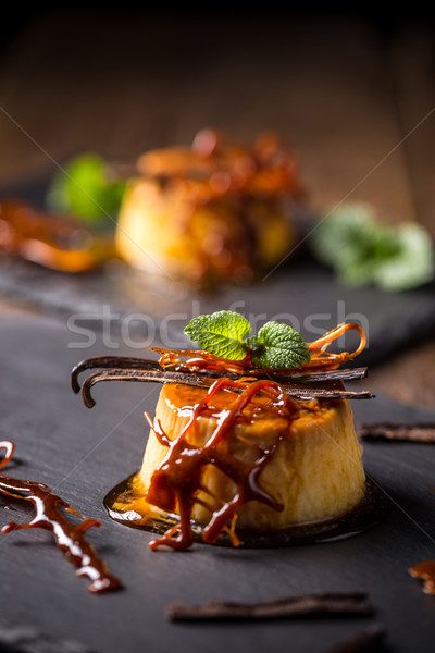 Caramelo pudim baunilha de decoração comida Foto stock © grafvision