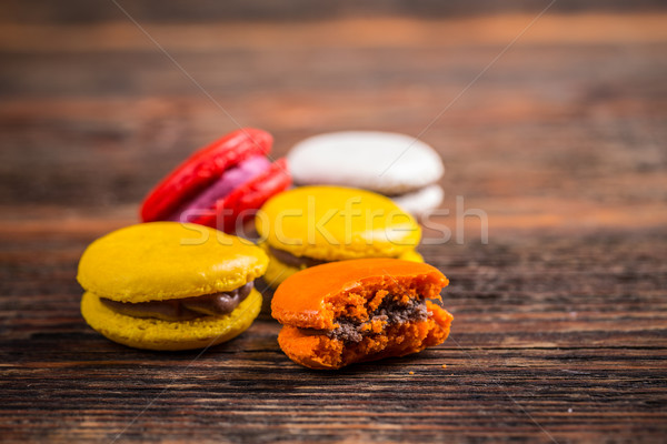 Popolare francese dessert macarons vintage legno Foto d'archivio © grafvision