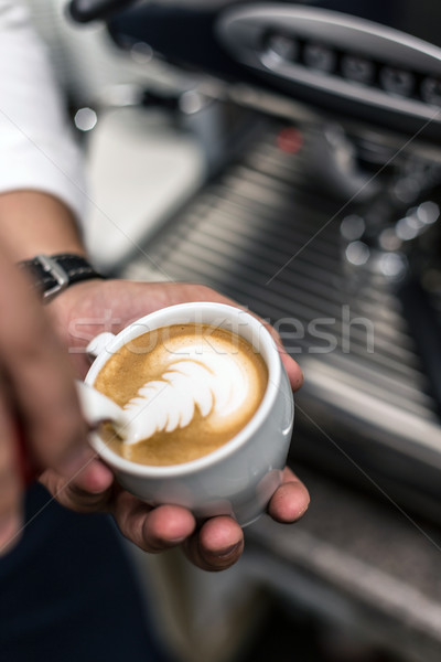 Barista lait art cappuccino [[stock_photo]] © grafvision